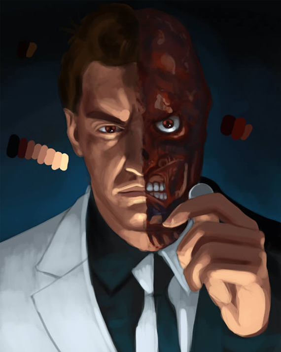 Открытки с Двуликим суперзлодеем из Вселенной комиксов ДС.   