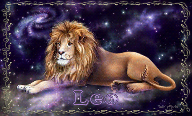 Скачать бесплатные открытки знак зодиака Лев с анимациями gif.