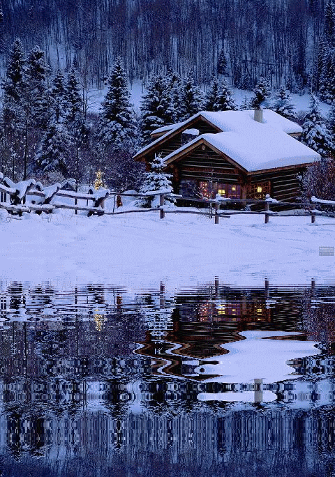 Открытки с домиком в лесу скачать бесплатно. Открытки с домиком в лесу gif.