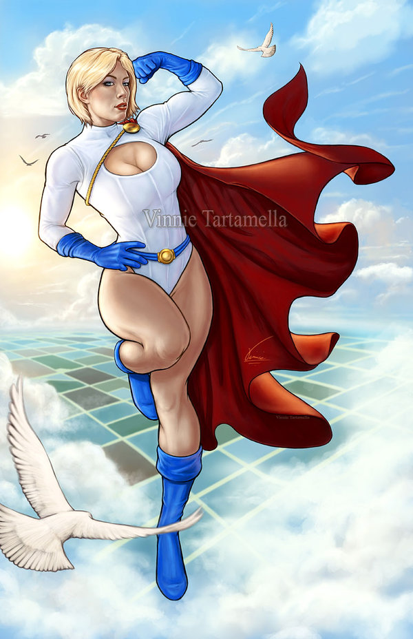 Открытки с Пауэр Гёрл из комиксов про Супермэна от ДС скачать.