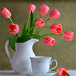 Нежные открытки с розовыми тюльпанами. Открытки с розовыми тюльпанами скачать.