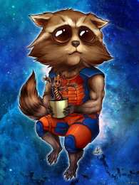 Открытки с Енотом Ракетой Открытки с Енотом Ракетой из Стражей Галактики скачать бесплатно.