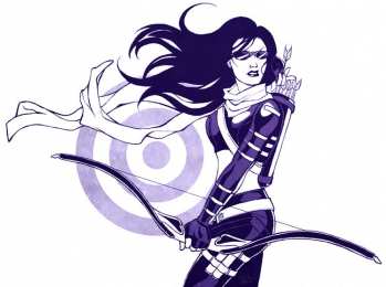 Открытки с соколиным Глазом Девушкой Открытки с соколиным Глазом Кейт Бишоп из комиксов Марвел.    