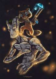 Открытки с Енотом Ракетой Открытки с Енотом Ракетой из Стражей Галактики скачать бесплатно.