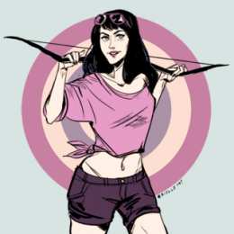 Открытки с соколиным Глазом Девушкой Открытки с соколиным Глазом Кейт Бишоп из комиксов Марвел.    