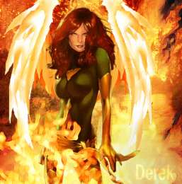 Открытки с Фениксом Открытки с Фениксом Джин Грей из комиксов про Людей Икс.    