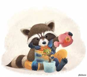 Открытки с Енотом Ракетой Открытки с Енотом Ракетой из Стражей Галактики скачать бесплатно.