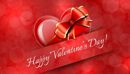 Открытки на день Святого Валентина Сердце с лентой на день всех влюбленных