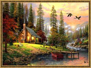  Открытки с домиком в лесу.