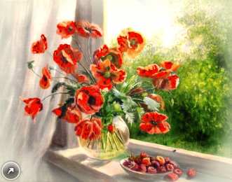  Открытки с букетом маков.